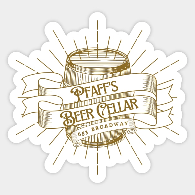 Pfaffs Beer Cellar Gold Print - Dickinson Series-Inspired Sticker by aplinsky